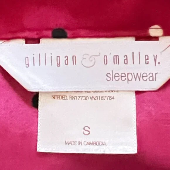 Gilligan & O'Malley Women's, Small, Red Polk-a-Dot, Long Sleeve Silky Shirt - Picture 5 of 5